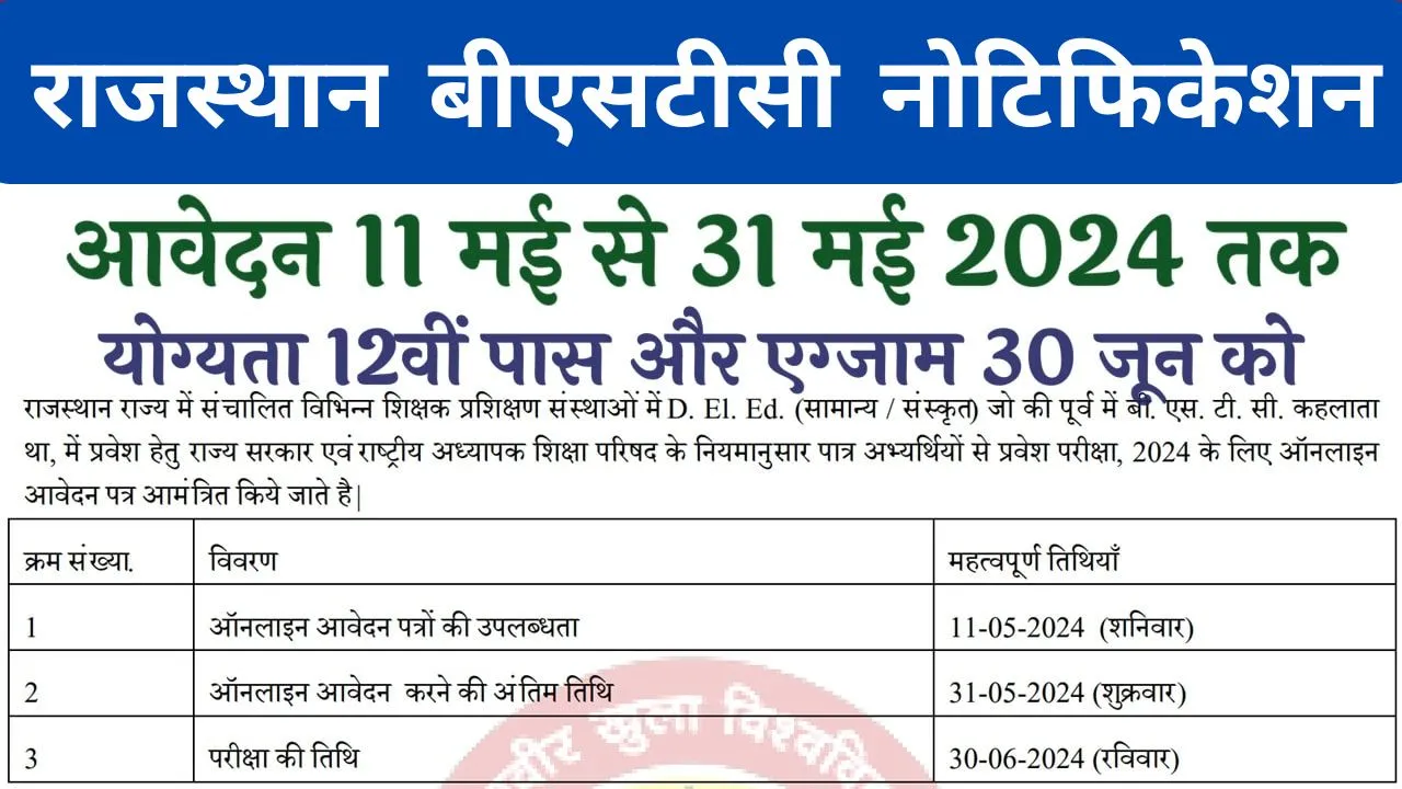 Rajasthan BSTC Vacancy 2024